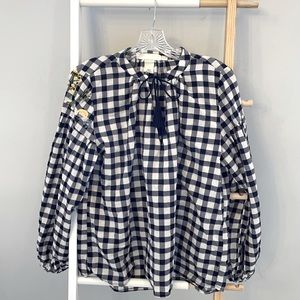 H&M blouson sleeve top with embroidery 10